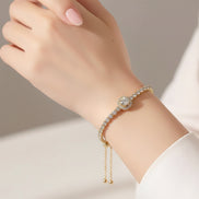Geometric Diamond Bracelet for women in 316 Stainless Steel with Zircon Inlay and Cable Chain