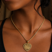 Luxe Kitty Heart Gold-Plated Stainless Steel Necklace