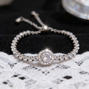 Geometric Diamond Bracelet for women in 316 Stainless Steel with Zircon Inlay and Cable Chain