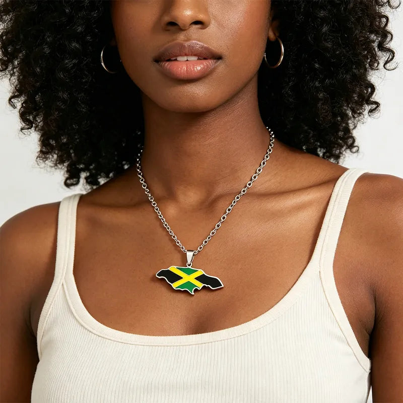 Jamaica Map Necklace & Earrings set