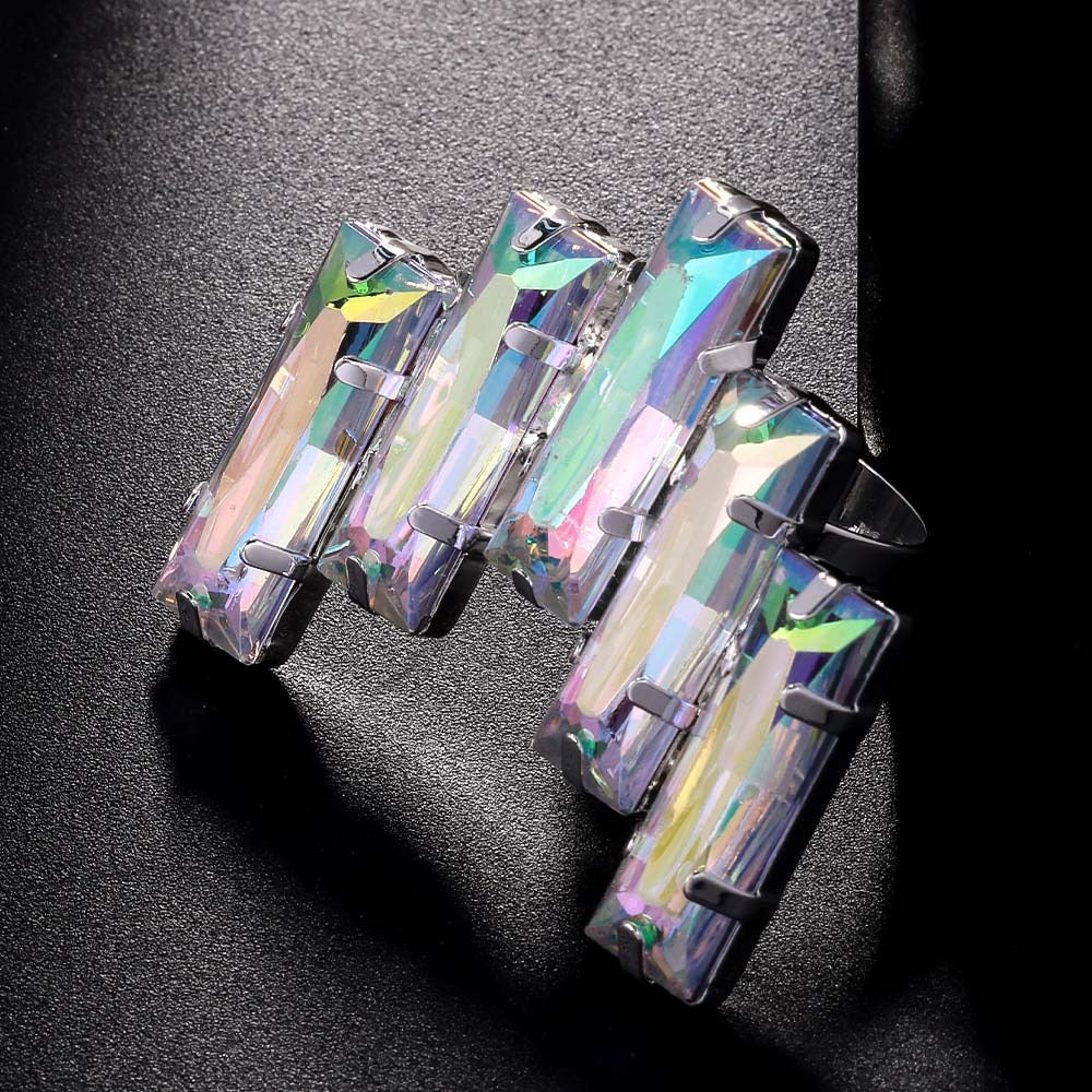 Exaggerated Geometric Women’s Ring Rhinestone Inlay