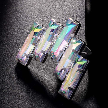 Exaggerated Geometric Women’s Ring Rhinestone Inlay