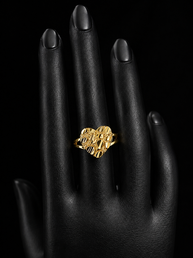 Luxe Golden Heart  Statement Ring