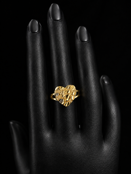 Luxe Golden Heart  Statement Ring