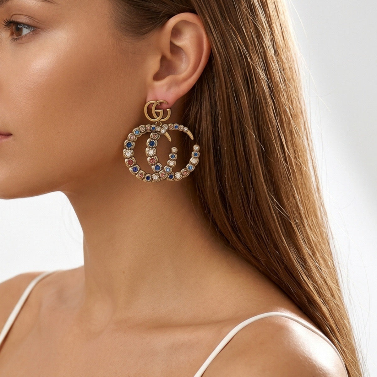 Alloy Earring With Rhinestones Stainless Steel