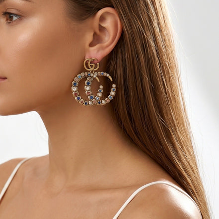 Alloy Earring With Rhinestones Stainless Steel