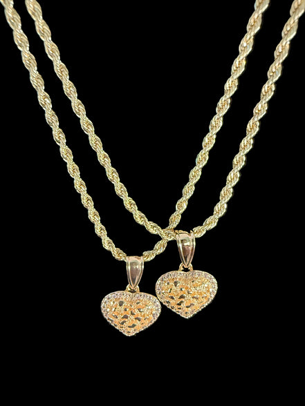 Aurelia Golden Heart Rope Chain Necklace