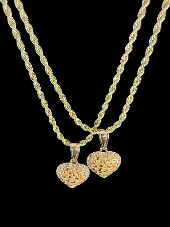 Aurelia Golden Heart Rope Chain Necklace