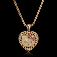 Luxe Kitty Heart Gold-Plated Stainless Steel Necklace