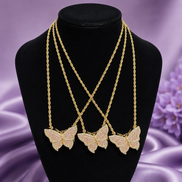 Aurelia Blush Butterfly Crystal Necklace