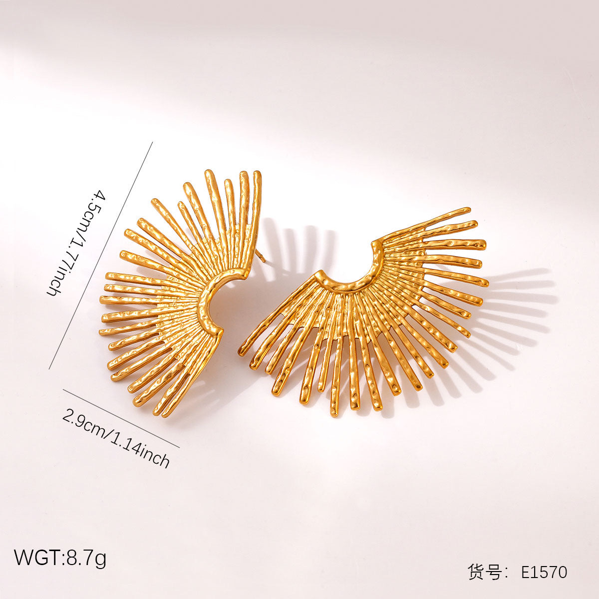 Fan-shaped Stud Earrings Titanium Steel