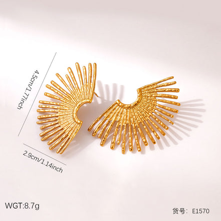 Fan-shaped Stud Earrings Titanium Steel