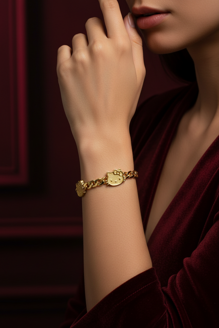 Gold Plated Kitty Charm Bracelet