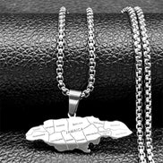 Couple Style Stainless Steel Jamaica Map and City Necklace