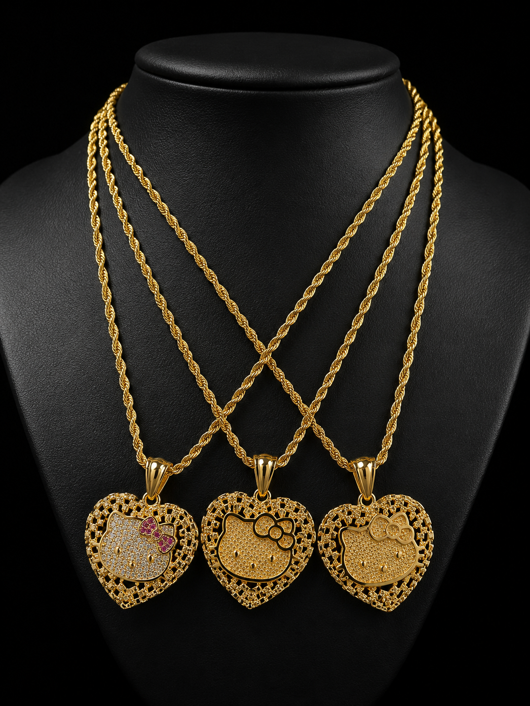 Luxe Kitty Heart Gold-Plated Stainless Steel Necklace