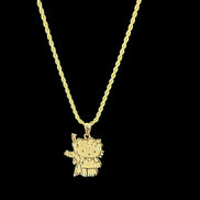 18K Gold-Plated Diamond Cut AK Kitty Nugget Necklace