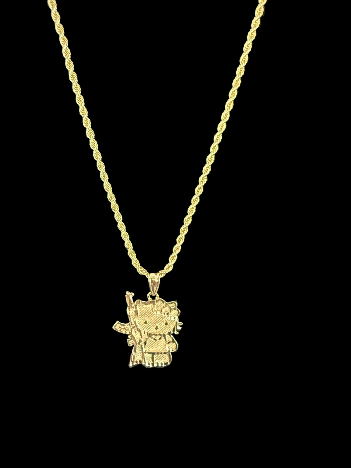 18K Gold-Plated Diamond Cut AK Kitty Nugget Necklace