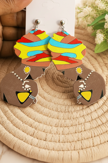 African Wrapped Women Dropped Earrings