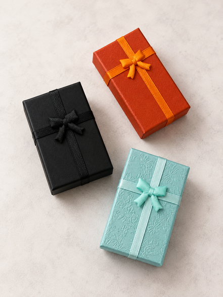 Jewelry Gifts Boxes, Cardboard Ring Boxes With Padding Gifts Paper Boxes Jewelry Storage Cube Satin Ribbons Bowknot (9 Colors, 3.15" x 1.97" x 0.98")