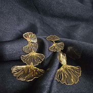 304 Stainless Steel Flower Pvd Coated Stone-Free Real Gold Handmade Waterproof Non Tarnish Drop Earrings