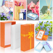 Jewelry Gifts Boxes, Cardboard Ring Boxes With Padding Gifts Paper Boxes Jewelry Storage Cube Satin Ribbons Bowknot (9 Colors, 3.15