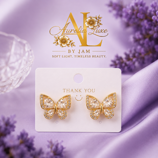18k Gold Plated Stainless Steel 304 Butterfly Lip Chain Earrings Necklace