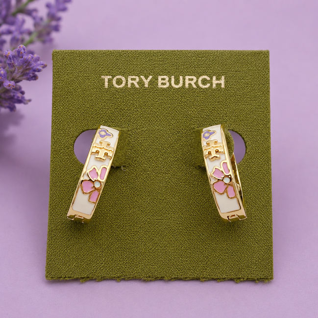 Tory Burch Enamel Flowers Earrings
