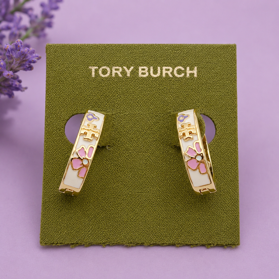 Tory Burch Enamel Flowers Earrings