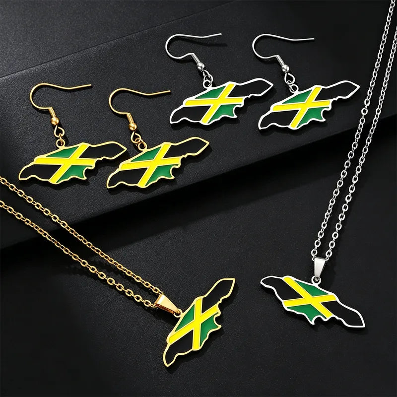 Jamaica Map Necklace & Earrings set