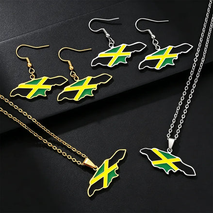 Jamaica Map Necklace & Earrings set