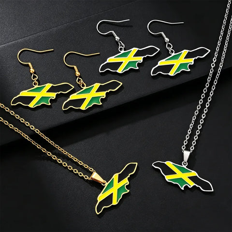 Jamaica Map Necklace & Earrings set