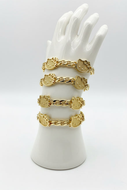 Gold Plated Kitty Charm Bracelet