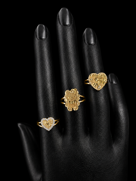 Golden Heart Radiance Statement Ring – Size 6- 9