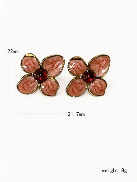 Flower Enamel Stud Earrings