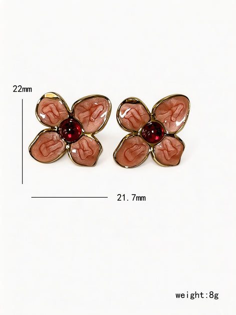 Flower Enamel Stud Earrings