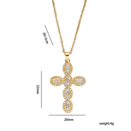 Luxury Zircon Cross Pendant Necklace – Stainless Steel (Gold or Silver)