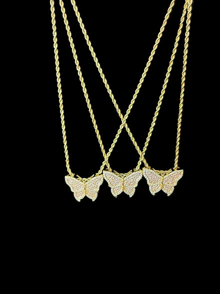 Aurelia Blush Butterfly Crystal Necklace