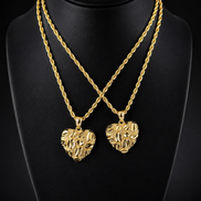 18K Gold-Plated Diamond Cut Heart Nugget Necklace
