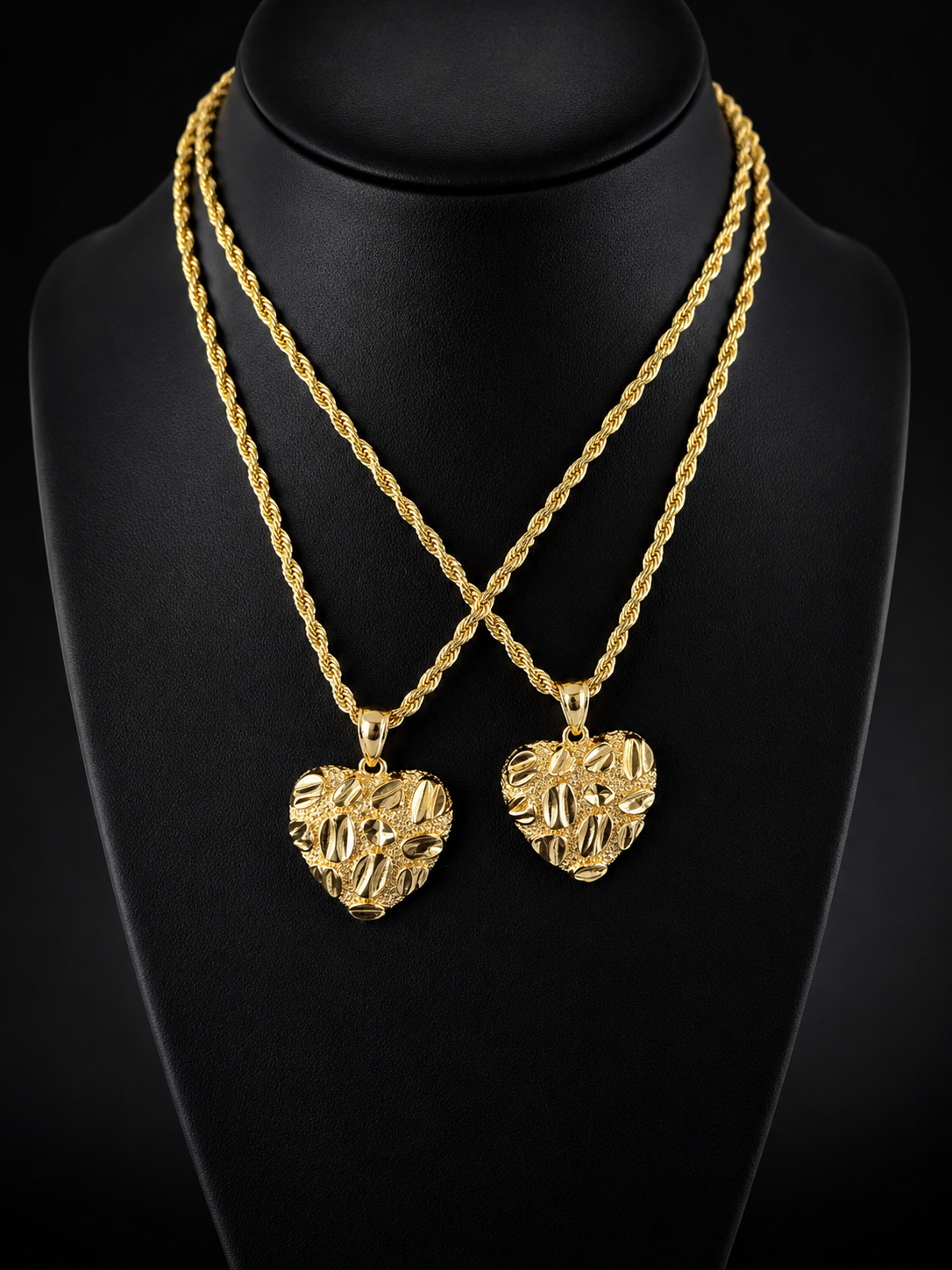 18K Gold-Plated Diamond Cut Heart Nugget Necklace