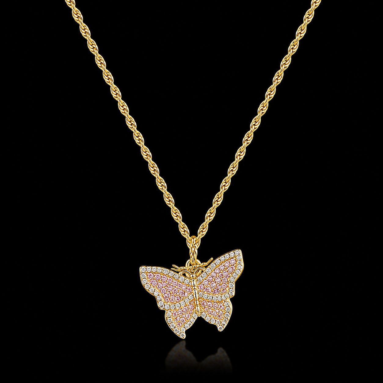 Aurelia Blush Butterfly Crystal Necklace