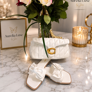 Coach Inspired Purse / Bow Sandals/ White Matching Sets