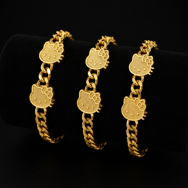 Gold Plated Kitty Charm Bracelet