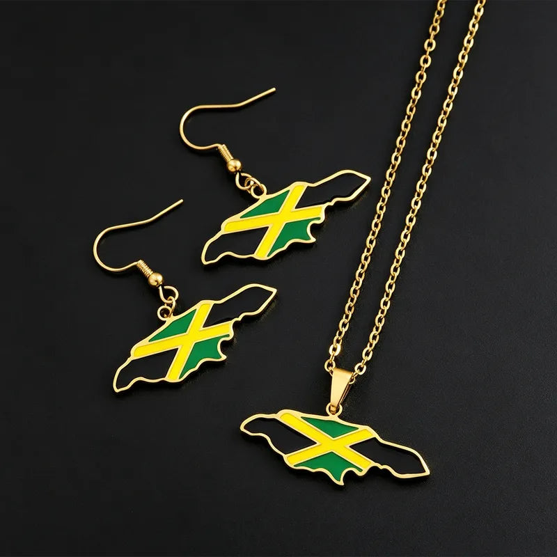 Jamaica Map Necklace & Earrings set