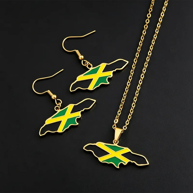 Jamaica Map Necklace & Earrings set