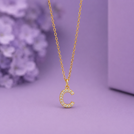 Initial Crystal Pendant Necklace Stainless Steel