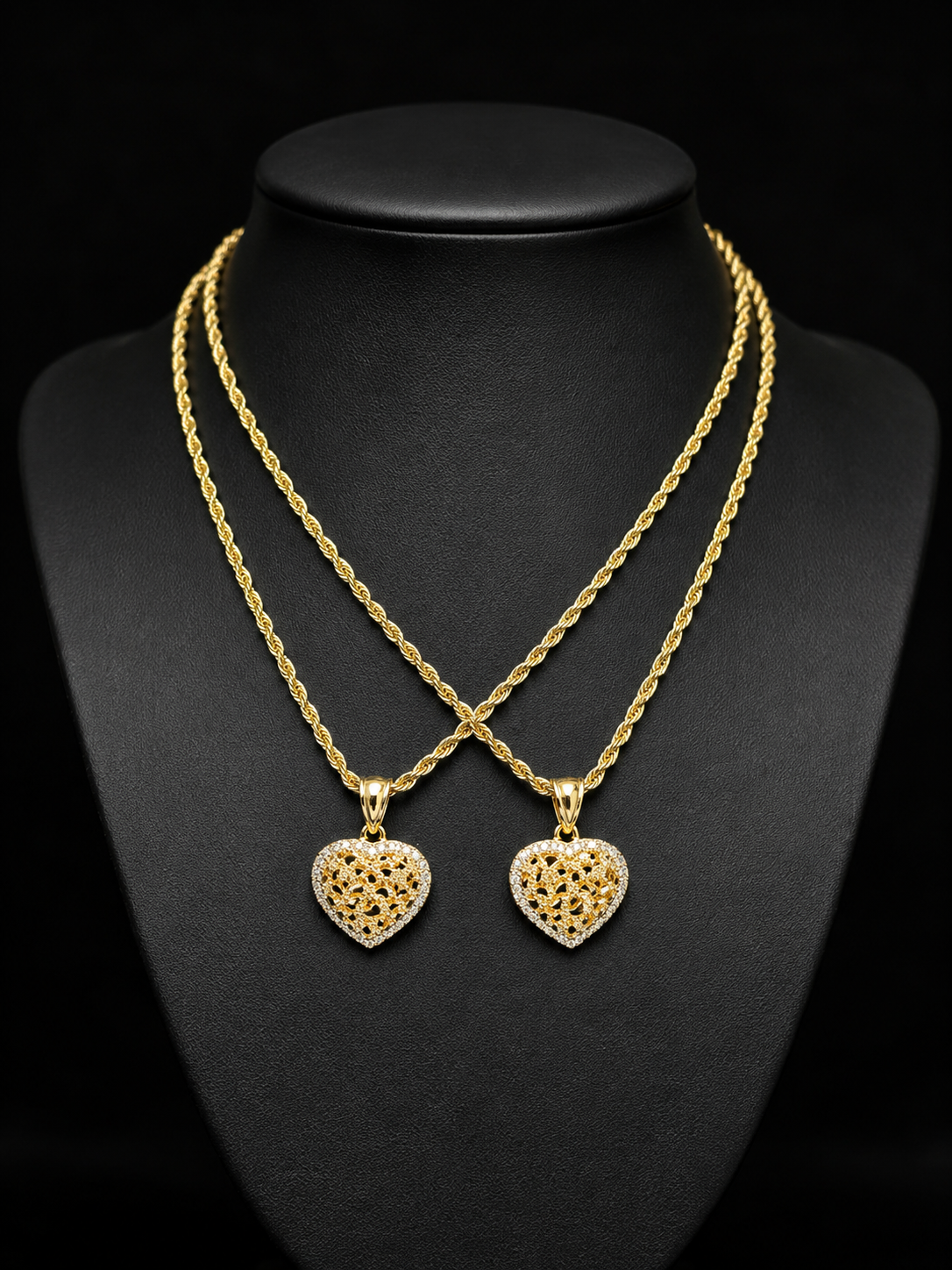 Aurelia Golden Heart Rope Chain Necklace