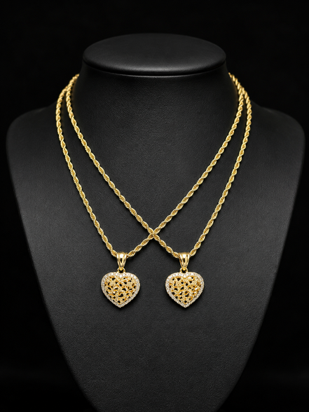 Aurelia Golden Heart Rope Chain Necklace