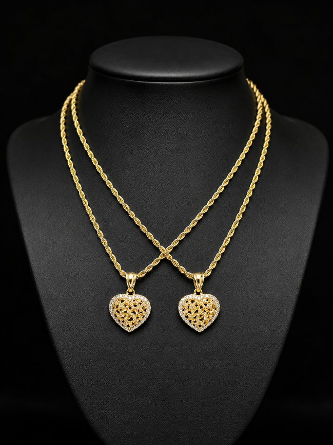 Aurelia Golden Heart Rope Chain Necklace