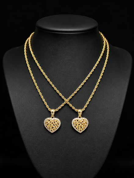 Aurelia Golden Heart Rope Chain Necklace
