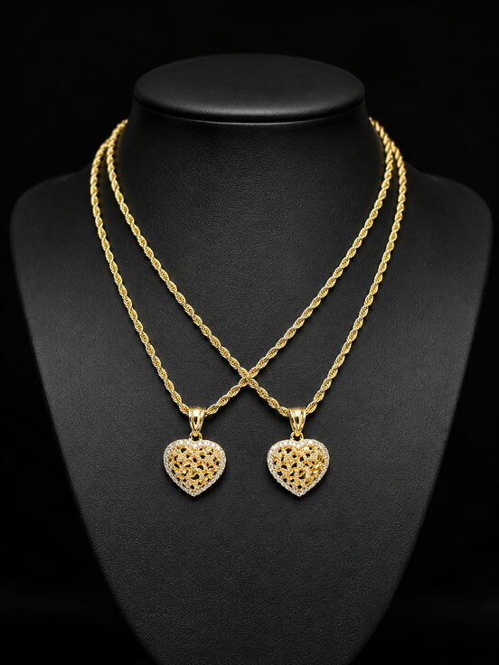 Aurelia Golden Heart Rope Chain Necklace